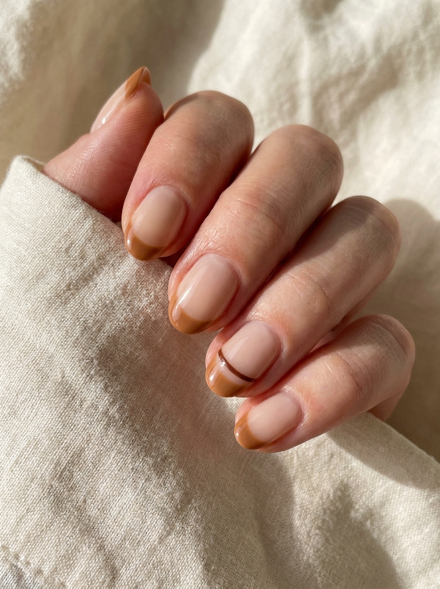 Caramel French Nails als Nailart Herbst Ideen Inspiration 2026